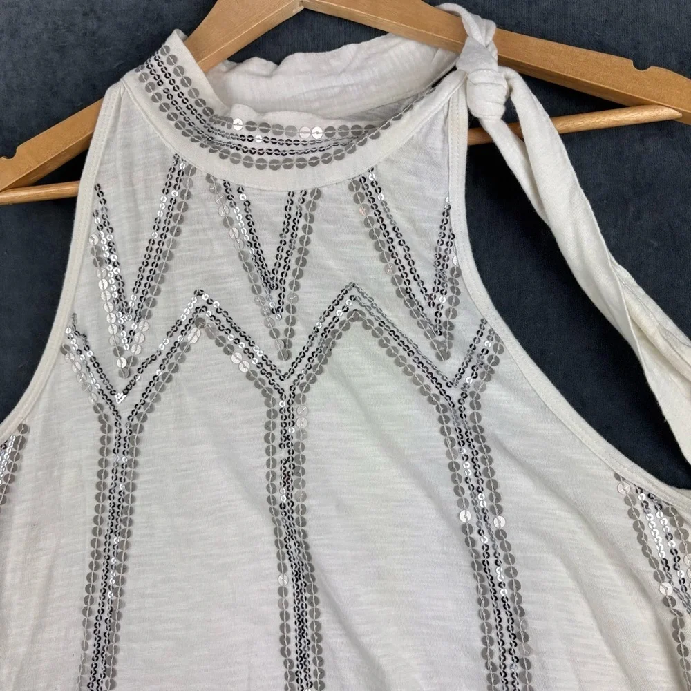 EUC Free People Glitter City Tie Neck Tank in white - Oversized Medium date nite